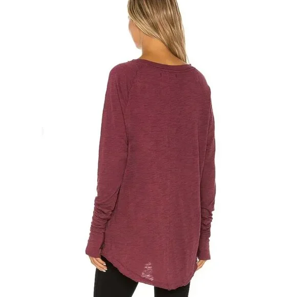 ⭐️Host Pick⭐️ NWT Free People Arden Burgundy Long Sleeve Tee - Picture 2 of 5